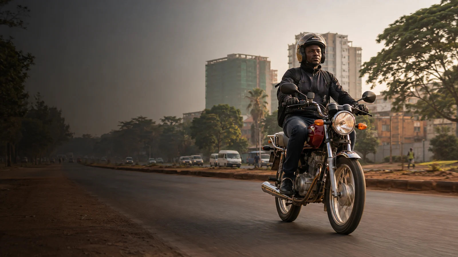Illustrative motorcycle sourcing scene for Africa