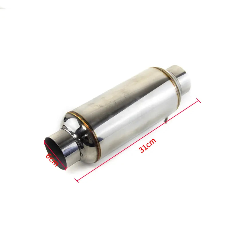 2.5" Calibers Exhaust Pipe Scroll Resonator 12" Overall Length Center Straight Through Stainless Steel Polished, product view 02