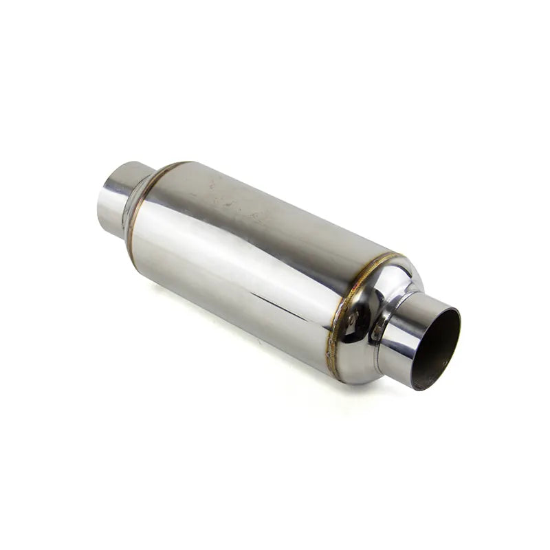 2.5" Calibers Exhaust Pipe Scroll Resonator 12" Overall Length Center Straight Through Stainless Steel Polished, product view 03