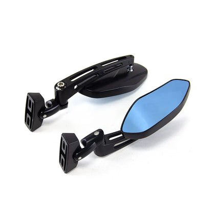 Aluminum Alloy Rearview Mirror Universal Motorcycle Rear View Mirror Racing Side Rearview Mirrors Blue Anti Glare, product view 04