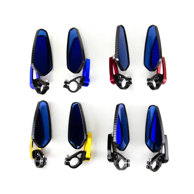 Blue Glass Motorcycle Rearview Mirror Carbon Fiber Pattern Handlebar Mirror Modified Inverted Rear Mirror Motorbike, product view 02