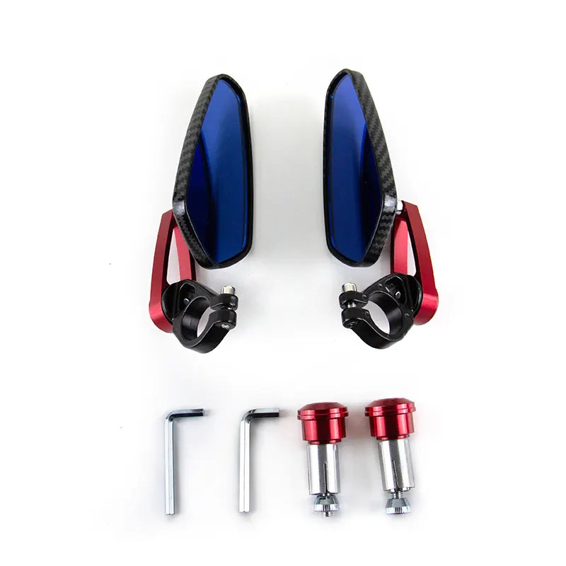 Blue Glass Motorcycle Rearview Mirror Carbon Fiber Pattern Handlebar Mirror Modified Inverted Rear Mirror Motorbike, product view 03