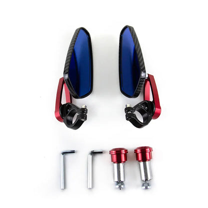 Blue Glass Motorcycle Rearview Mirror Carbon Fiber Pattern Handlebar Mirror Modified Inverted Rear Mirror Motorbike, product view 03