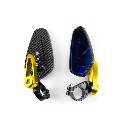 Blue Glass Motorcycle Rearview Mirror Carbon Fiber Pattern Handlebar Mirror Modified Inverted Rear Mirror Motorbike, product view 04