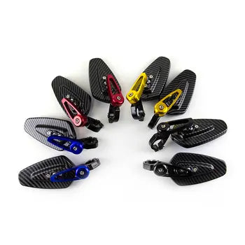 Blue Glass Motorcycle Rearview Mirror Carbon Fiber Pattern Handlebar Mirror Modified Inverted Rear Mirror Motorbike, product view 07