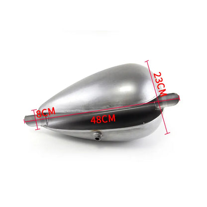Custom DUAL CAP 2.2 Gallon Raw Steel Gas Fuel Tank for Harley STYLE, product view 02