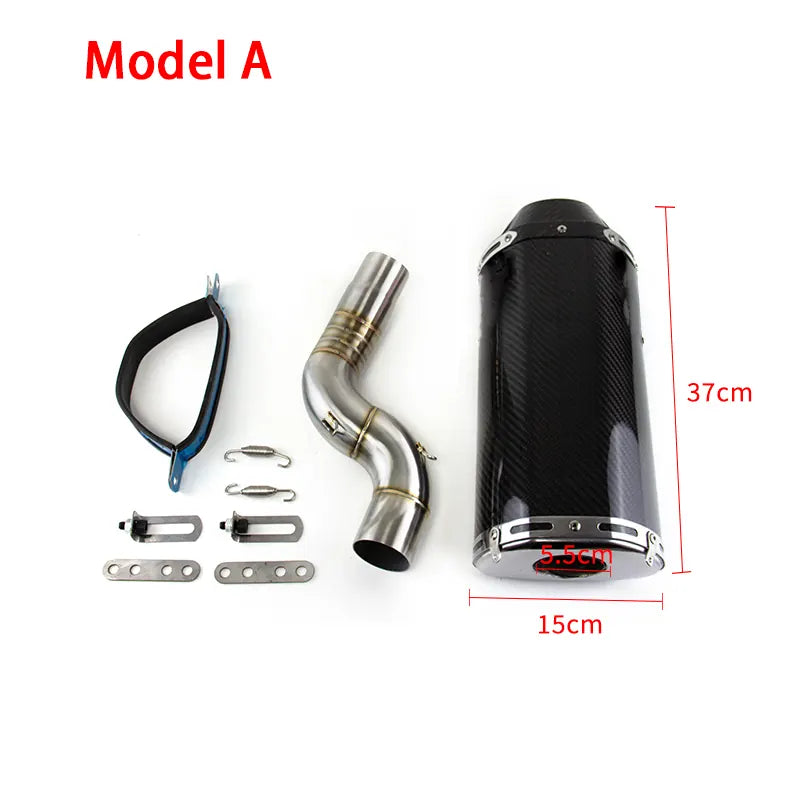 For Kawasaki Ninja ZX6R ZX636 2004-2008 Carbon Muffler Exhaust Link Pipe Slip on, product view 01