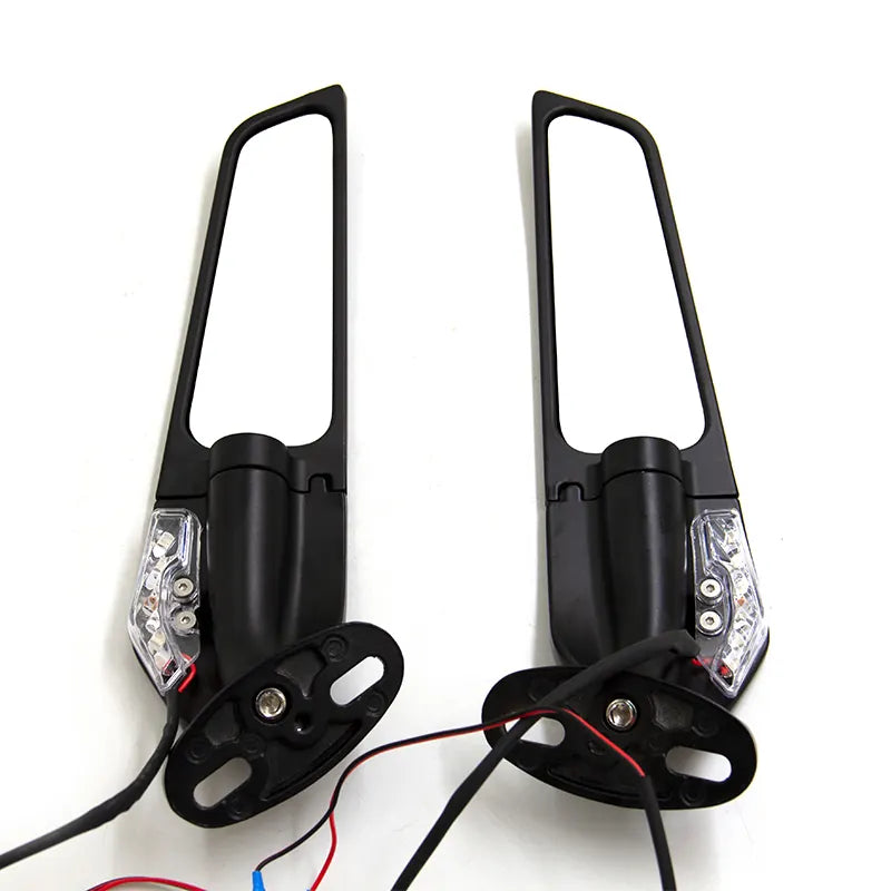 High Quality Adjustable Rotating Fixed Wing Rearview Mirror With Lights for Harley Universal, product view 02