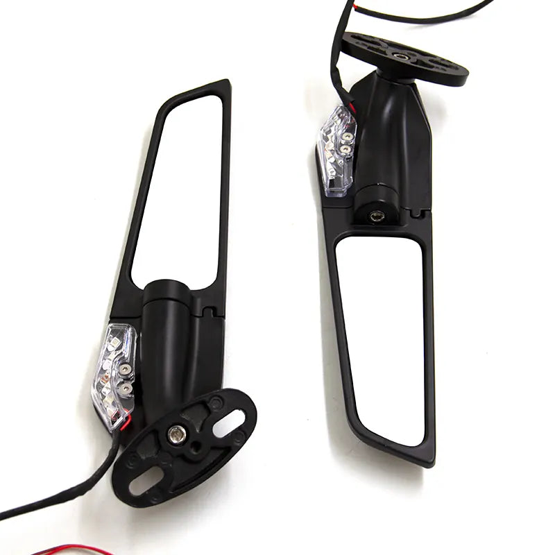 High Quality Adjustable Rotating Fixed Wing Rearview Mirror With Lights for Harley Universal, product view 03