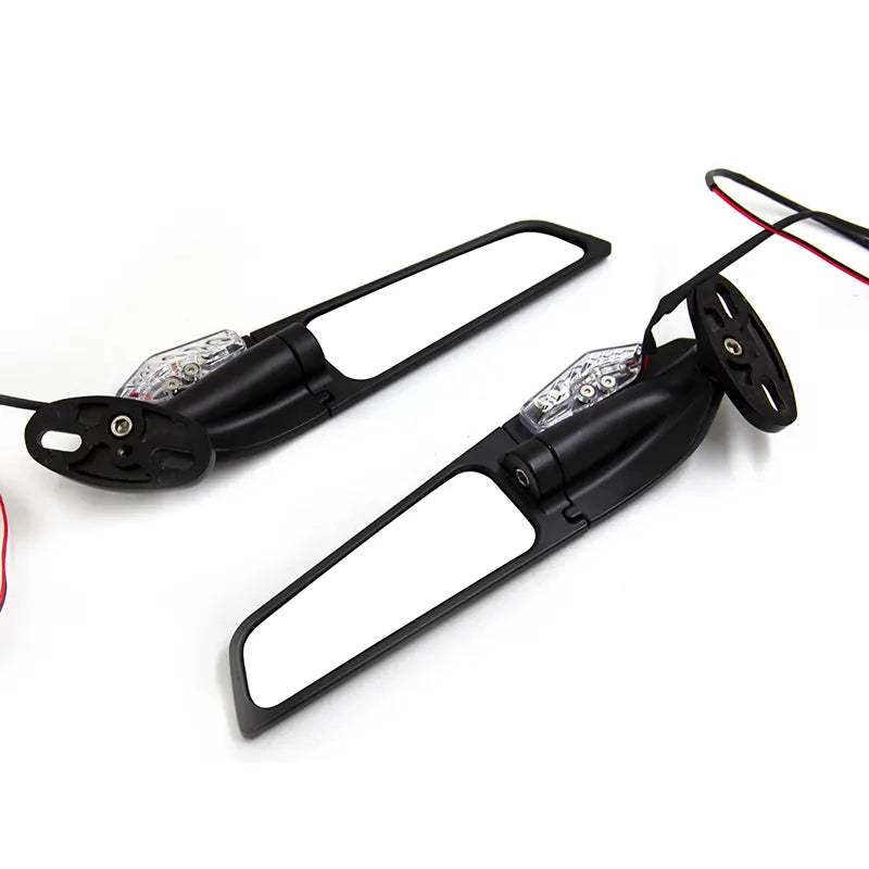 High Quality Adjustable Rotating Fixed Wing Rearview Mirror With Lights for Harley Universal, product view 04