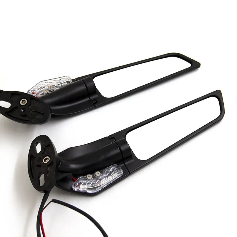 High Quality Adjustable Rotating Fixed Wing Rearview Mirror With Lights for Harley Universal, product view 05