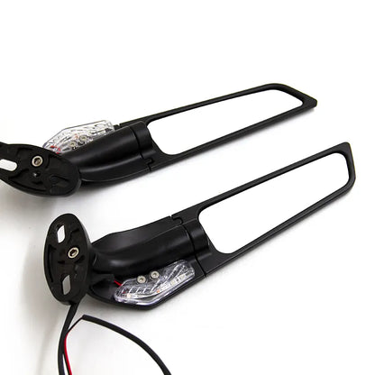 High Quality Adjustable Rotating Fixed Wing Rearview Mirror With Lights for Harley Universal, product view 05