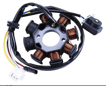 Ignition Stator Magneto Ac 8 Pole 4 Wire Coil for Gy6 49cc 50cc 80cc 125cc 150cc 139qmb 147qmd 152qmi 157qmj, product view 01