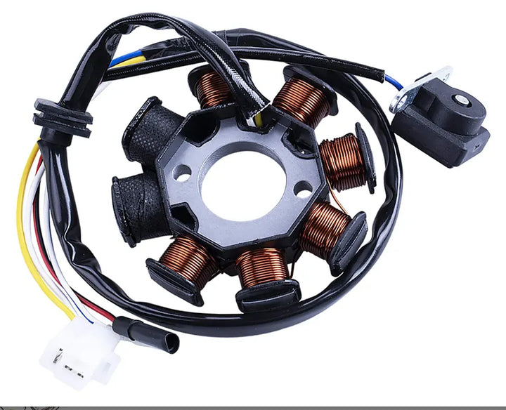 Ignition Stator Magneto Ac 8 Pole 4 Wire Coil for Gy6 49cc 50cc 80cc 125cc 150cc 139qmb 147qmd 152qmi 157qmj, product view 01