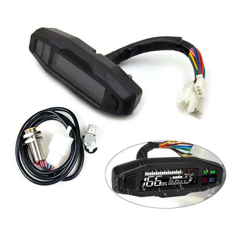 Latest Motorcycle Meters Modified Instrument Speed Odometer Oil Gauge Speedometer LCD Tachometer Instrument, product view 01