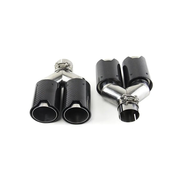 M Performance Black Carbon Fiber & Stainless Steel Muffler with Dual Tips Factory Customized Chrom Exhaust for BMW New, product view 01