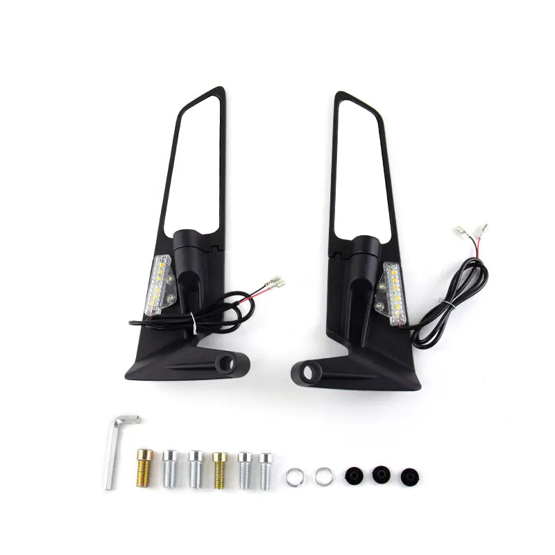 Motorbike Rotatable High Brightness Turn Signal Mirrors Motorcycle Rearview Wing Mirror With Lamp for Z900 Z650 KTM, product view 01