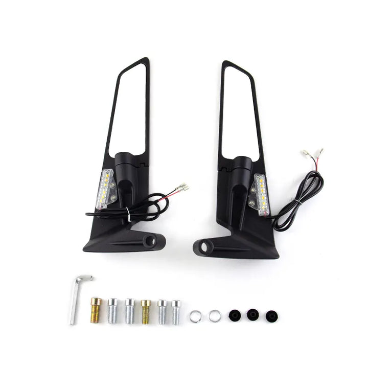 Motorbike Rotatable High Brightness Turn Signal Mirrors Motorcycle Rearview Wing Mirror With Lamp for Z900 Z650 KTM, product view 01