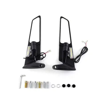 Motorbike Rotatable High Brightness Turn Signal Mirrors Motorcycle Rearview Wing Mirror With Lamp for Z900 Z650 KTM, product view 07