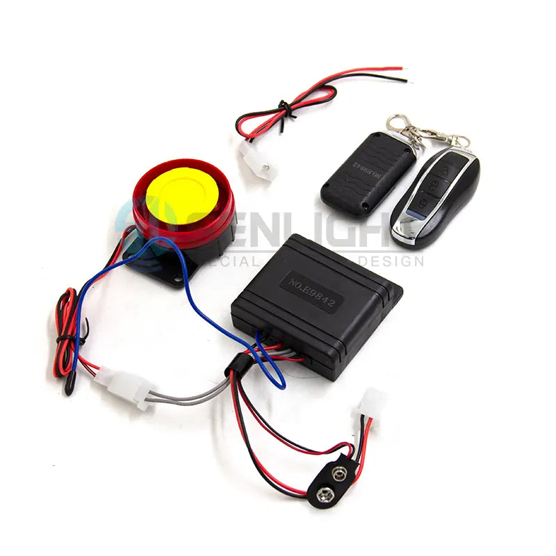 Motorcycle Engine Start Keyless Anti-theft Horn Security Alarm System Remote Control Motorcycle Alarm With 9V Battery, product view 01