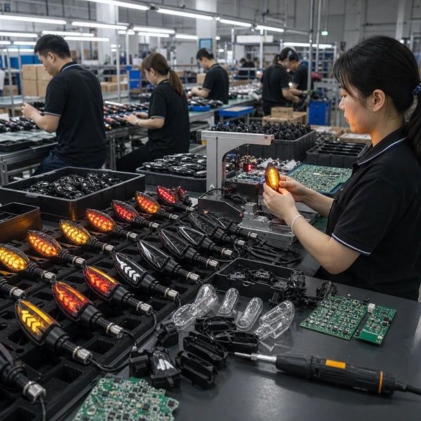 Motorcycle LED mass production QC