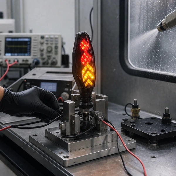 Motorcycle LED sample testing lab