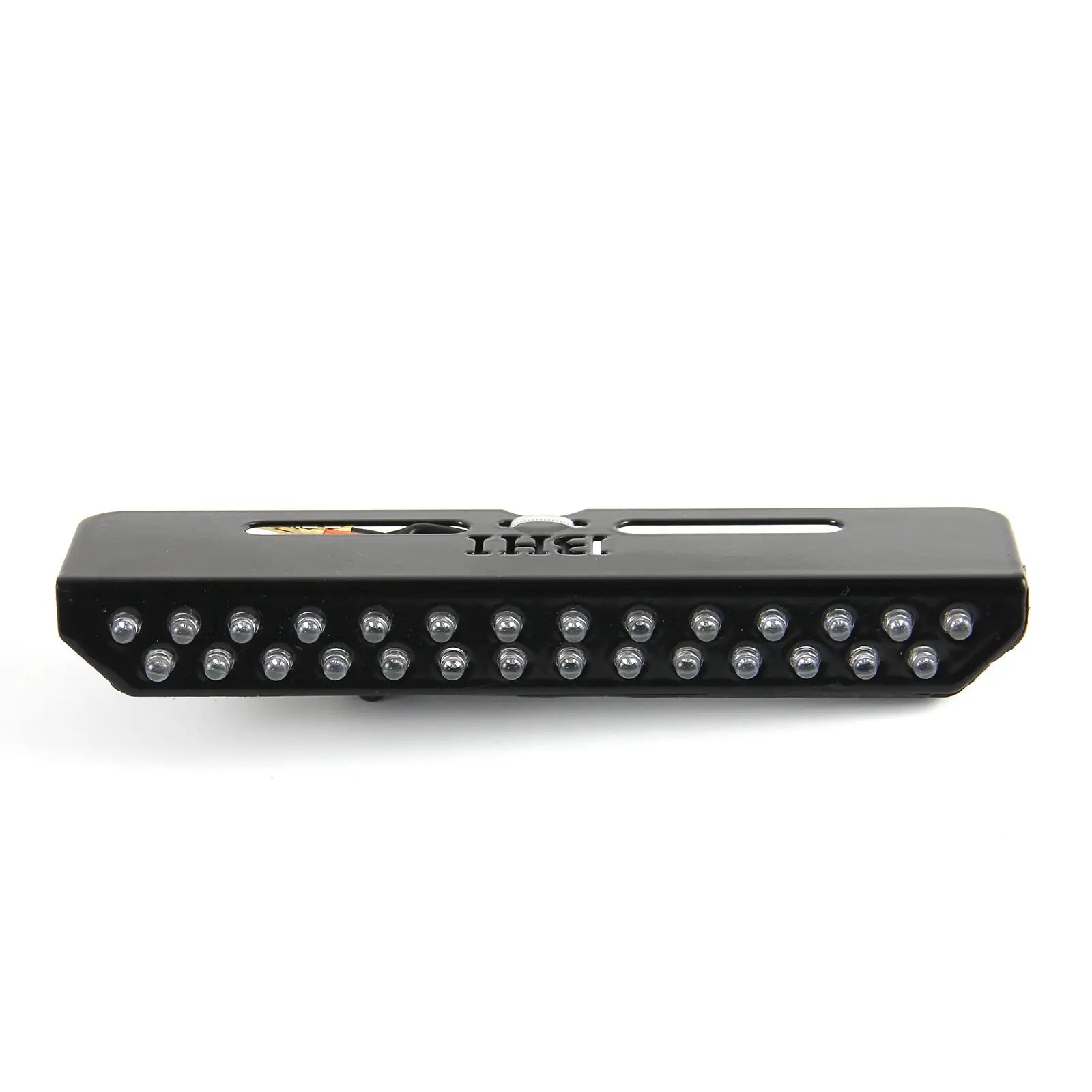 Black motorcycle license plate bracket with integrated LED rear light