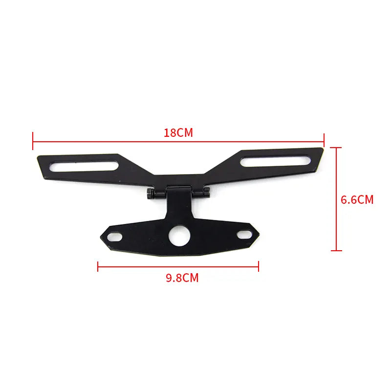 Motorcycle License Plate Bracket Taillight Mount Support Folding Number Plate Frame Holder Mount Universal Motorbike, product view 02