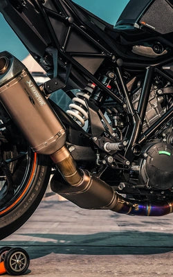 Motorcycle performance exhaust engine detail
