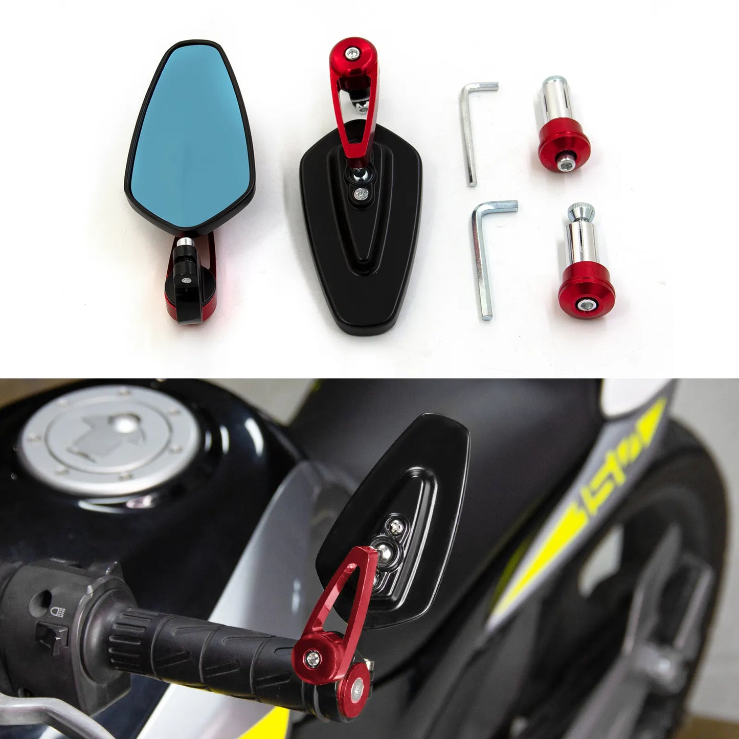 Motorcycle Racing Customized 22mm Special Shape Rearview Side Mirror for Universal, product view 03