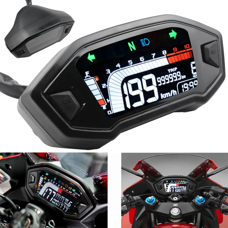 Motorcycle Speedometer Odometer Digital Motorcycle Tachometer Speedometer 12v 2/4 Cylinder ABS Schedule, product view 02
