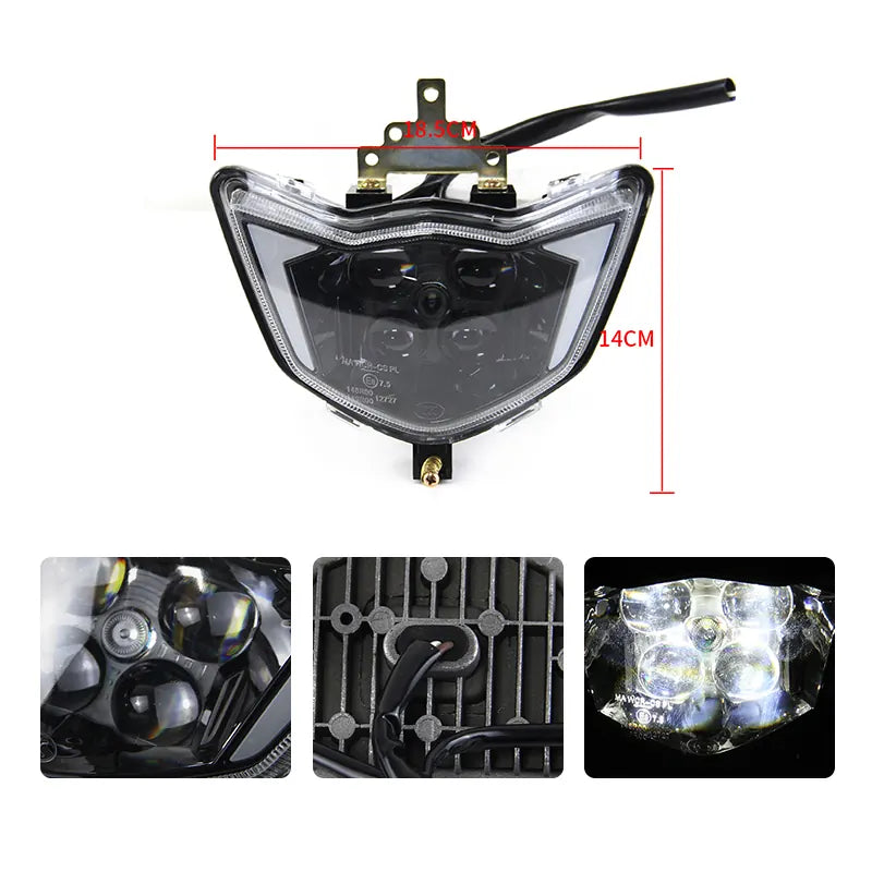 Off-road Motorcycle Front Headlights CQR LED Headlight Lens Lighting Lamp, High and Low Beam Indicator Lights, product view 02