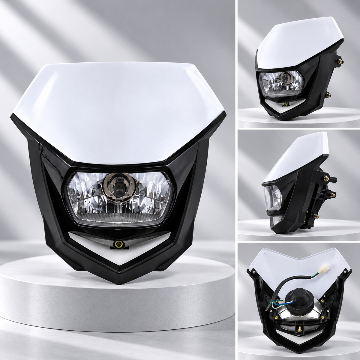 Off-road headlight masks shown in several colors