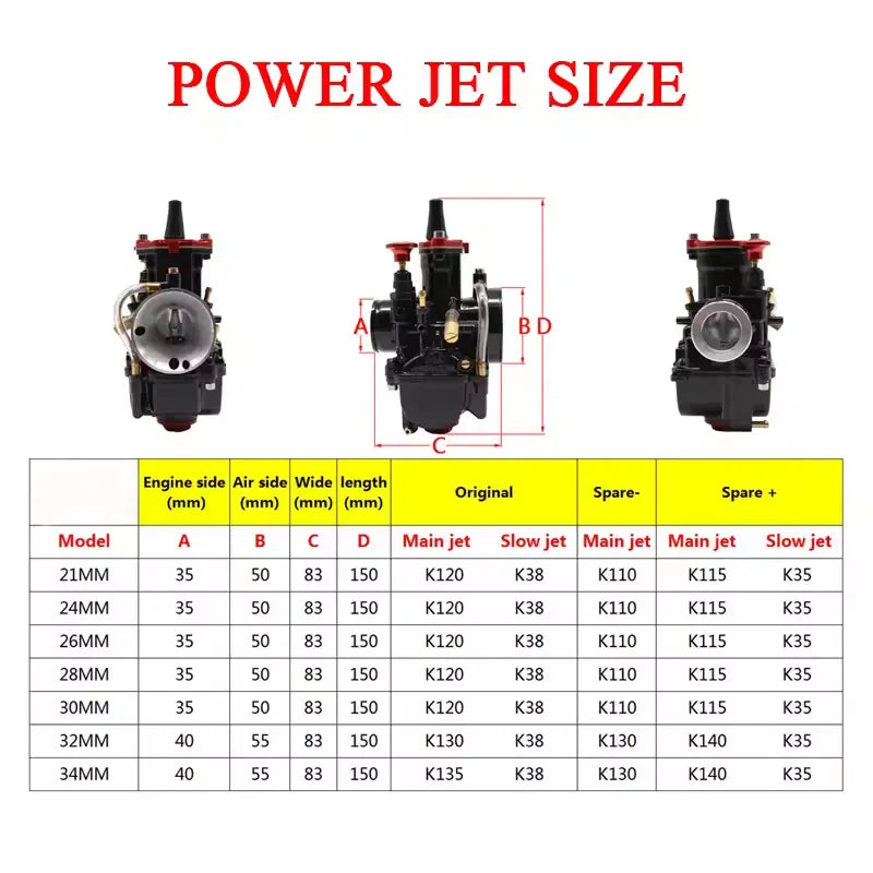 PowerMotor 21 24 26 28 30 32 34mm Universal Black Mikuni Maikuni PWK Carburetor Parts Scooters With Power Jet, product view 06