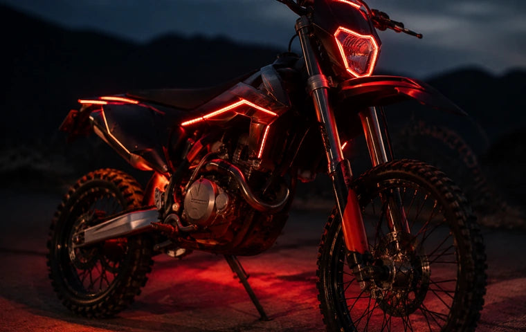 Red LED off-road motorcycle lighting
