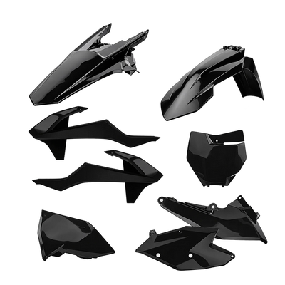 Black motorcycle plastic body panels