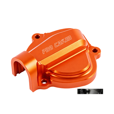 Orange motorcycle engine cover