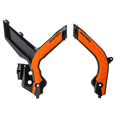 Orange and black motorcycle frame guards
