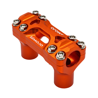 Orange motorcycle handlebar clamp