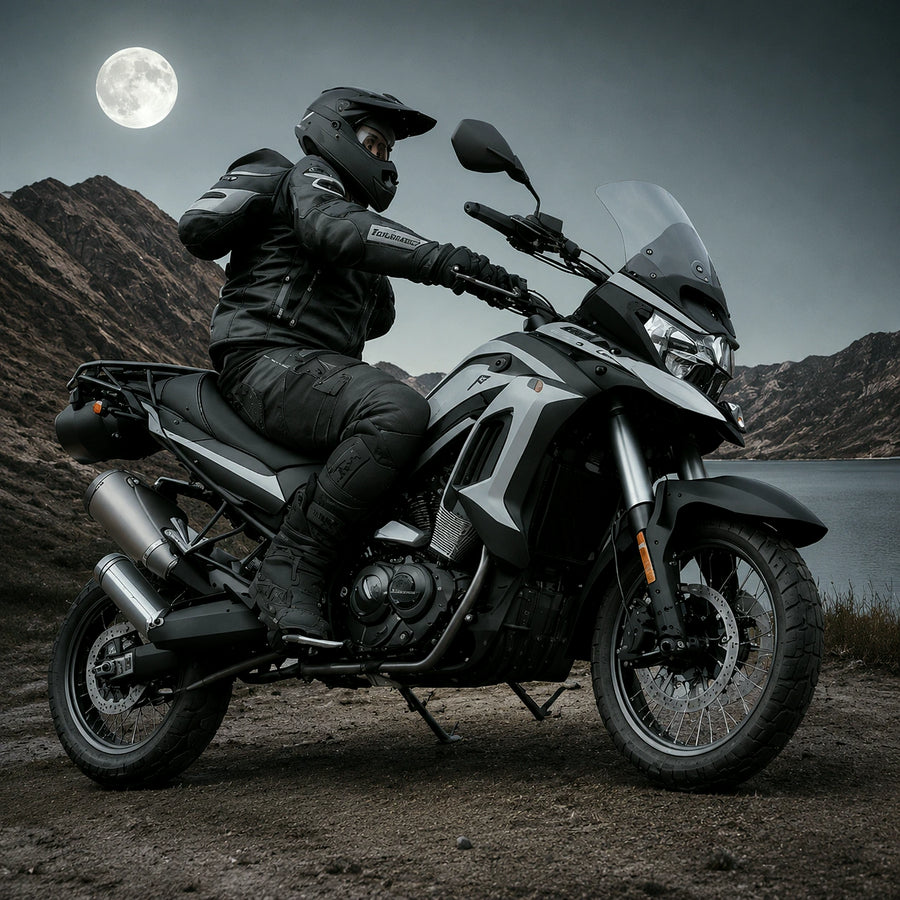 SENBEDER adventure motorcycle lake mountain