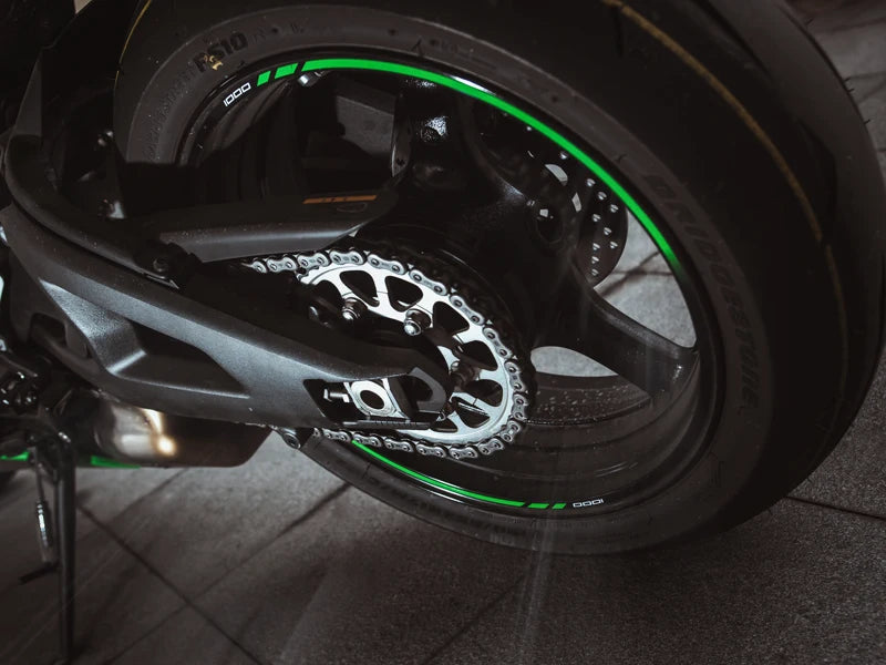 SENBEDER motorcycle rear wheel close-up