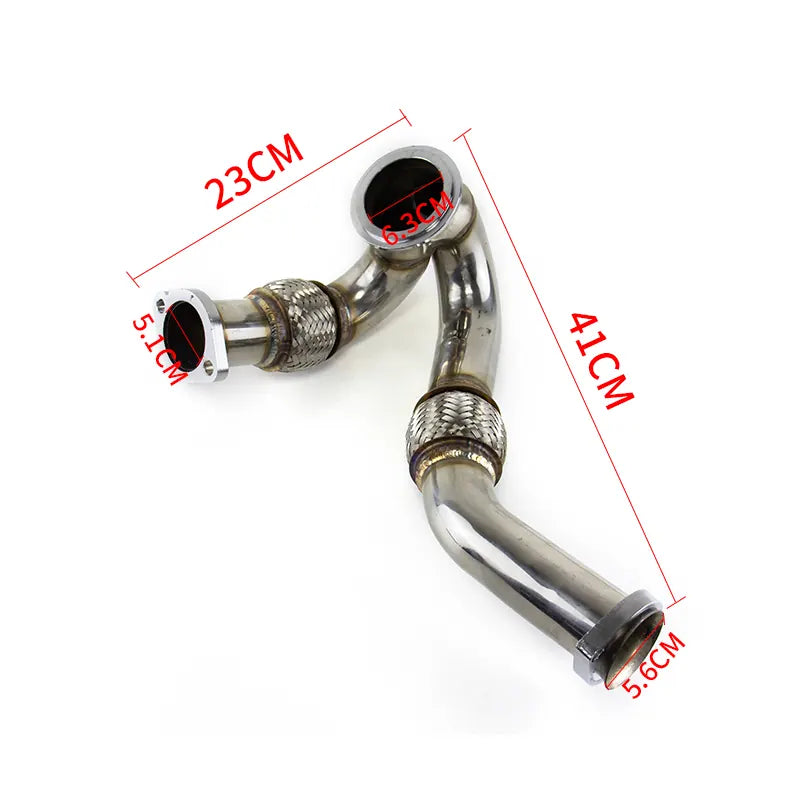 Senlight Stainless Steels Midpipe Catted Exhaust Downpipe for 2003-2007 FORD 6.0L HEAVY-DUTY Y PIPE up PIPE, product view 02