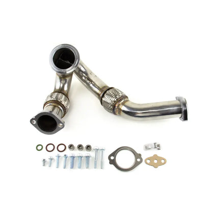 Senlight Stainless Steels Midpipe Catted Exhaust Downpipe for 2003-2007 FORD 6.0L HEAVY-DUTY Y PIPE up PIPE, product view 04