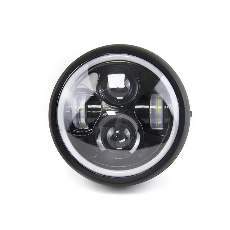 SENLIGHT Universal 6.5 Inch LED Headlight Lamp With Angel Eyes for Cafe Racer Motorcycle Motorbikes, product view 01