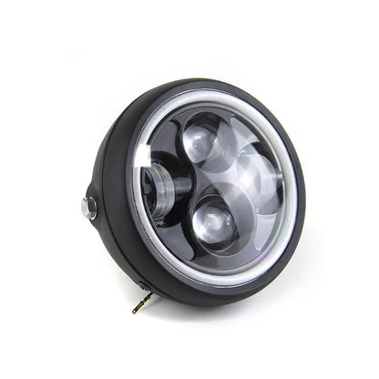 SENLIGHT Universal 6.5 Inch LED Headlight Lamp With Angel Eyes for Cafe Racer Motorcycle Motorbikes, product view 06