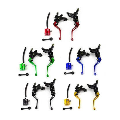 Universal CNC Aluminum Hydraulic Cylinder Master Reservoir Brake Lever Cable Clutch Handle Set, product view 01
