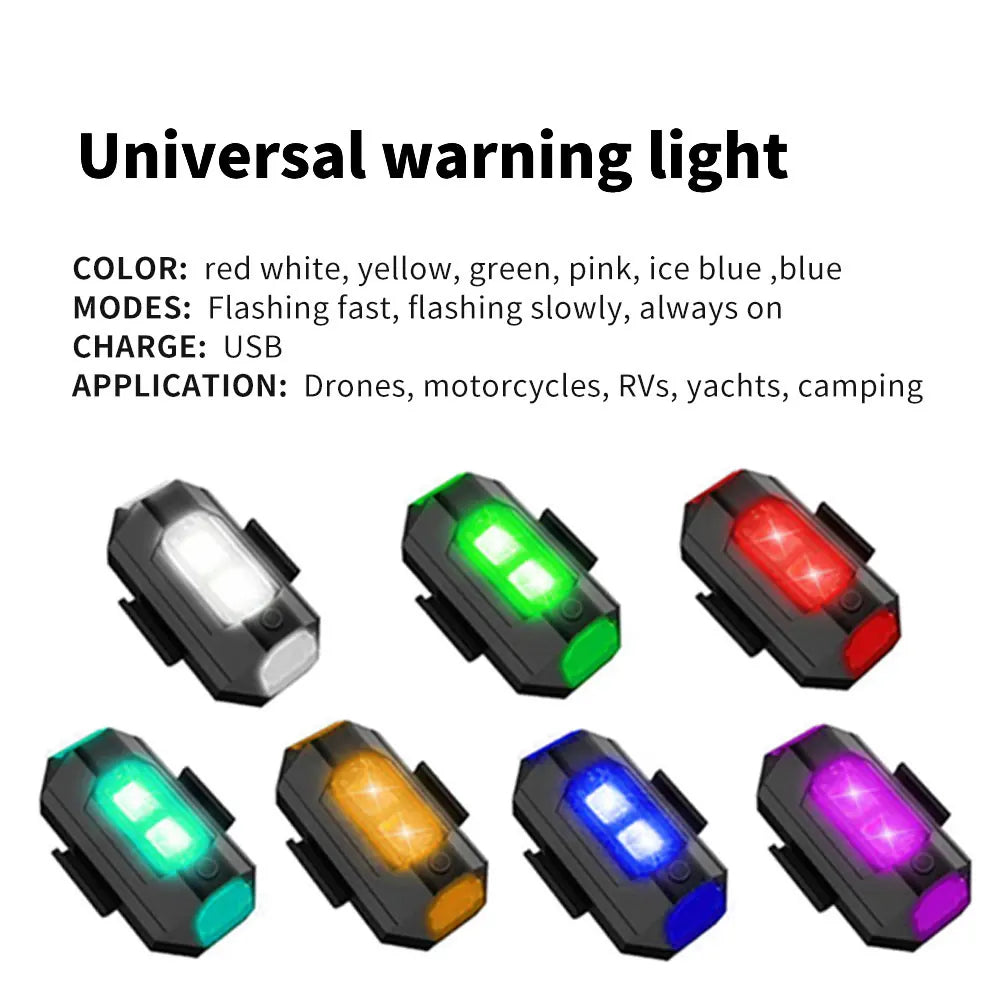 Universal Led Aircraft Strobe Lights Motorcycle Anti-collision Warning Light With USB Charging 7 Colors Turn Signal, product view 02