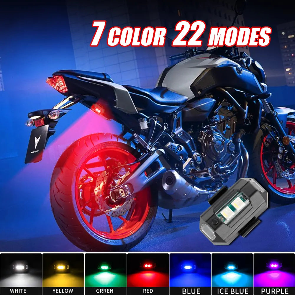 Universal Led Aircraft Strobe Lights Motorcycle Anti-collision Warning Light With USB Charging 7 Colors Turn Signal, product view 03