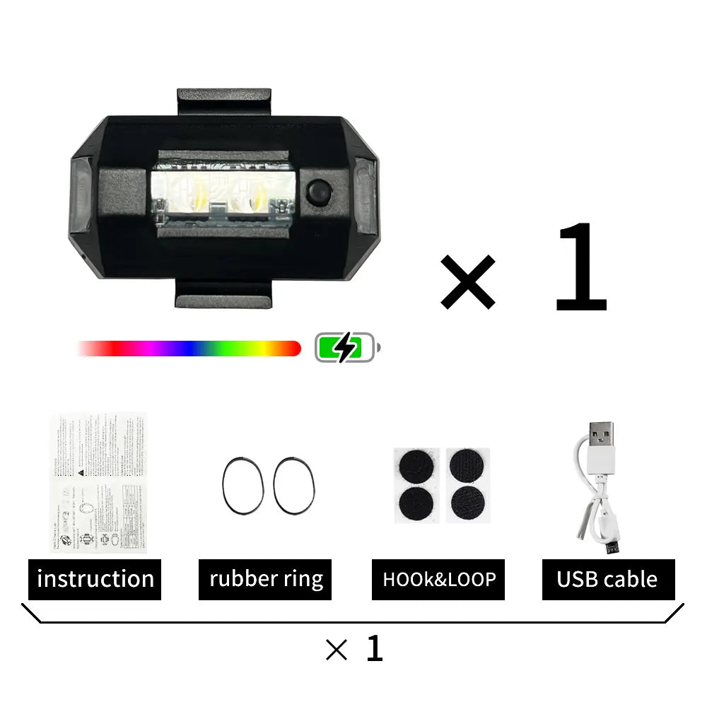 Universal Led Aircraft Strobe Lights Motorcycle Anti-collision Warning Light With USB Charging 7 Colors Turn Signal, product view 04