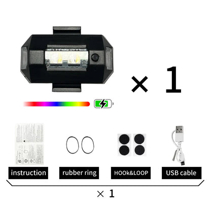 Universal Led Aircraft Strobe Lights Motorcycle Anti-collision Warning Light With USB Charging 7 Colors Turn Signal, product view 04